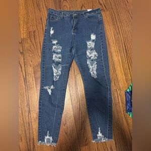 Distressed Dark Blue Skinny Jeans